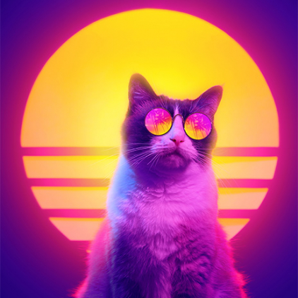 80er Jahre Design Katze mit Brille 80er Jahre Design Katze mit Brille