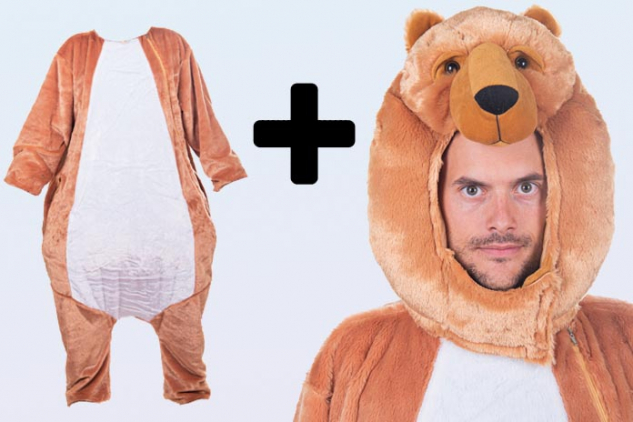 Bär Kostüm Karneval braun Maske