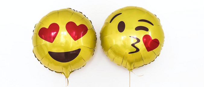 Emoji Folienballons gelb rot Emoji Folienballons gelb rot