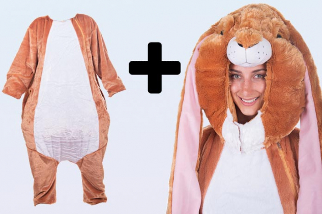 Langohrhase Hasen Kostüm Kopfteil Karneval