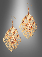 Filigree Earrings Leaves golden 