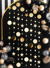 Funkelnde Girlande Sterne und Kreise gold 