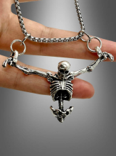 Silberne Skelett Kette Halloween Schmuck  Silberne Skelett Kette Halloween Schmuck