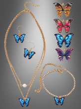 Butterfly Jewelry Set 4 Parts 