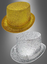 Glitzer Zylinder Hut silber oder gold  Glitzer Zylinder Hut silber oder gold