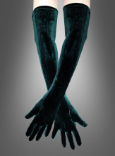Green Velvet Gloves long 