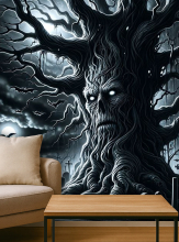 Gruseliges Baumgeist Wandbild 100x185cm waschbar 
