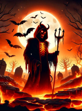 XXL Teufel in Hölle Banner 250x350cm Deko waschbar 