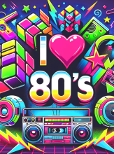 UV 80er Jahre 150x185cm Stoffbanner Party Deko waschbar  UV 80er Jahre 150x185cm Stoffbanner Party Deko waschbar