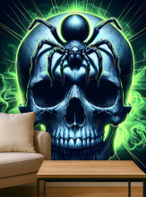 UV Skull with Spider Fabric Background 185x200cm 