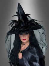 Deluxe Witch Hat Black with Feathers  Deluxe Witch Hat Black with Feathers