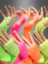 Neon Fishnet Gloves 80s  Neon Fishnet Gloves 80s