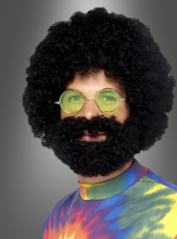 Schwarze Afro Perücke mit Bart  Schwarze Afro Perücke mit Bart