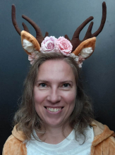 Deer Antlers Costume with Flowers and Ears 