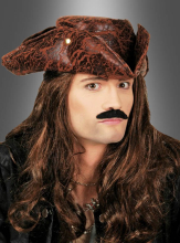 Brauner Piratenhut Dreispitz Lederoptik 