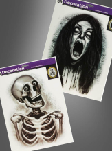 Fensterbilder Skelett oder Geist Halloweendeko 40cm  Fensterbilder Skelett oder Geist Halloweendeko 40cm