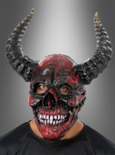 Roter Dämon mit Hörner Vollmaske 