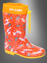 Children Rain Boots orange with Llama 32