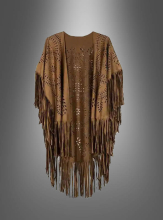 Convertible Poncho with Fringes brown 