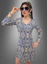 70er Disco Pailletten Kleid Set blau 6-teilig  70er Disco Pailletten Kleid Set blau 6-teilig