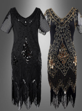 20s Sequin Dress with Tulle Sleeves Gitta  20s Sequin Dress with Tulle Sleeves Gitta