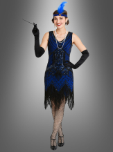 20er Jahre Kostüm Shirley mit Zubehör blau 