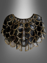 20s Sequin Shawl Cape black-gold  20s Sequin Shawl Cape black-gold