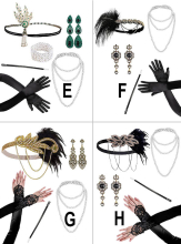 20er Charleston Accessoire Set mit Schmuck gold  20er Charleston Accessoire Set mit Schmuck gold