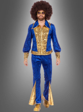 Glitzer Disco Anzug blau-gold  Glitzer Disco Anzug blau-gold