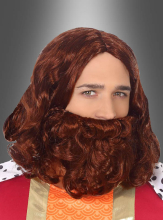 Reddish brown beard and wig 