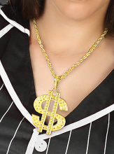 Pimp Dollar Kette gold aus Metall  Pimp Dollar Kette gold aus Metall