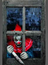 Horrorclown Fenster Deko 80x120cm  Horrorclown Fenster Deko 80x120cm