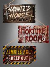 Halloween Sign Deluxe Wood 33x19cm 
