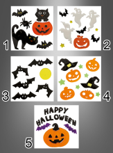 Halloween Fenster Deko Set aus Gel 20x19cm  Halloween Fenster Deko Set aus Gel 20x19cm