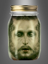 Preserved head in a jar 