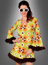 70s Retro Dress for Ladies greeen-brown  70s Retro Dress for Ladies greeen-brown