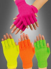 Fingerlose 80er Strickhandschuhe Neonfarben  Fingerlose 80er Strickhandschuhe Neonfarben