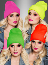 Beanie Strickmütze in coolen Neonfarben  Beanie Strickmütze in coolen Neonfarben