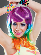 Regenbogen Damenperücke 