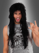 Rocker Langhaarperücke schwarz  Rocker Langhaarperücke schwarz