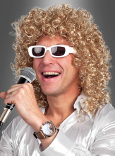 Blonde Lockenperücke Herren mit Brille  Blonde Lockenperücke Herren mit Brille