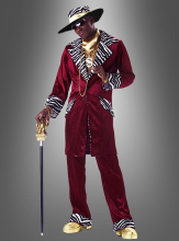 Cool Pimp Daddy Costume wine-red 