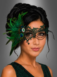 Artikelbild 1 des Artikels “Filigrane Augenmaske mit Pfauenfedern “