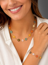 Artikelbild 1 des Artikels “Buntes Blumenschmuck Set Armband & Kette “