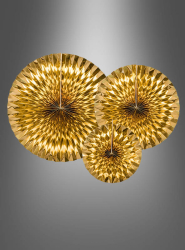 Artikelbild 1 des Artikels “3  Metallic Papierfächer Rosetten 23-40cm Gold“