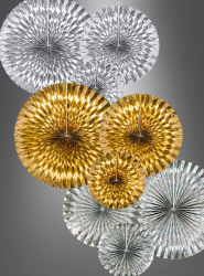 Artikelbild 1 des Artikels “3  Metallic Papierfächer Rosetten 23-40cm “