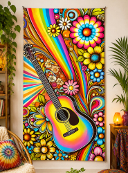 Product image 1 of the product “70s Hippie Guitar 100x185cm Wall Decoration ”