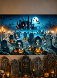 Artikelbild 1 des Artikels “Halloween Friedhof 150x240cm Fotohintergrund waschbar “