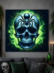 Product image 1 of the product “UV Skull with Spider Fabric Background 185x200cm ”