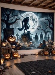 Artikelbild 1 des Artikels “Werwolf Halloween Stoffbanner 190x270cm Deko waschbar “